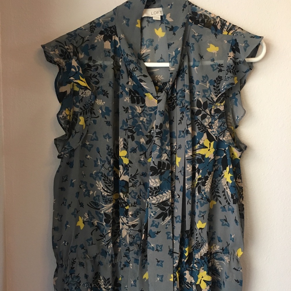 Ann Taylor Loft Sheer Sleeveless Top Large